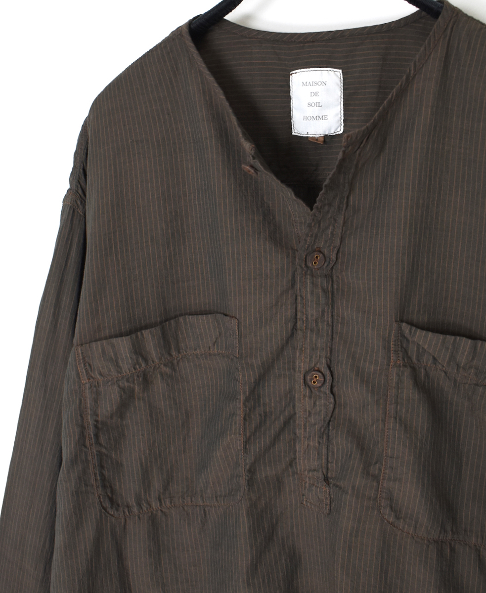 IMDSH2511CSD(シャツ) HANDWOVEN COTTON STRIPE(OVERDYE)  MDS PULLOVER SHIRT