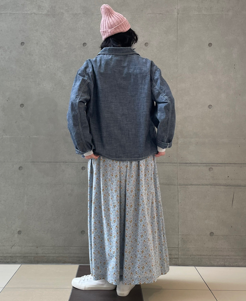 INAM2515FD(スカート) COTTON FLOWER PRINT GATHERED EASY SKIRT WITH LINING
