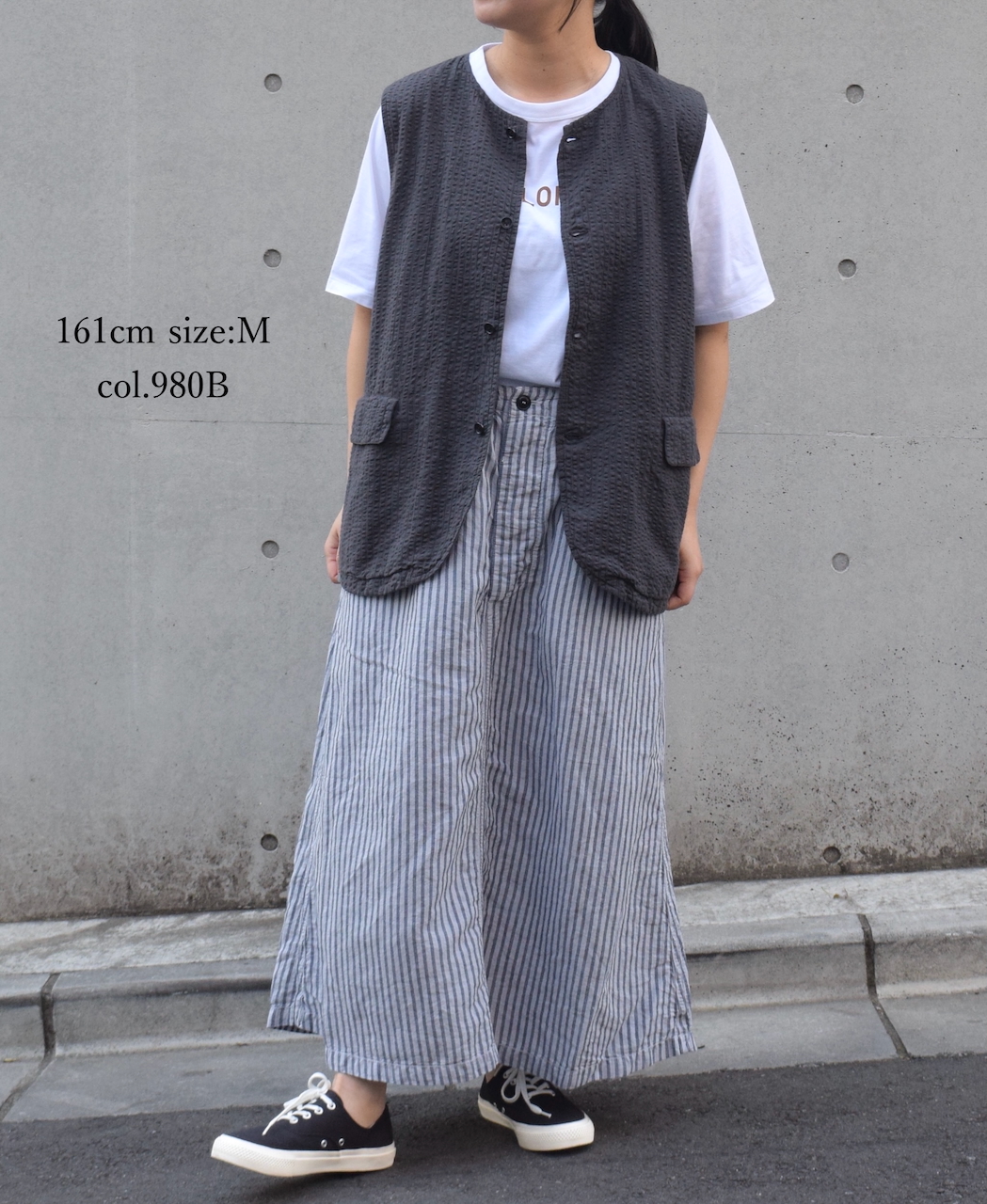 NVL2512SPD(ベスト) SEERSUCKER PLAIN OVERDYE SIDE VENTS NO COLLAR VEST
