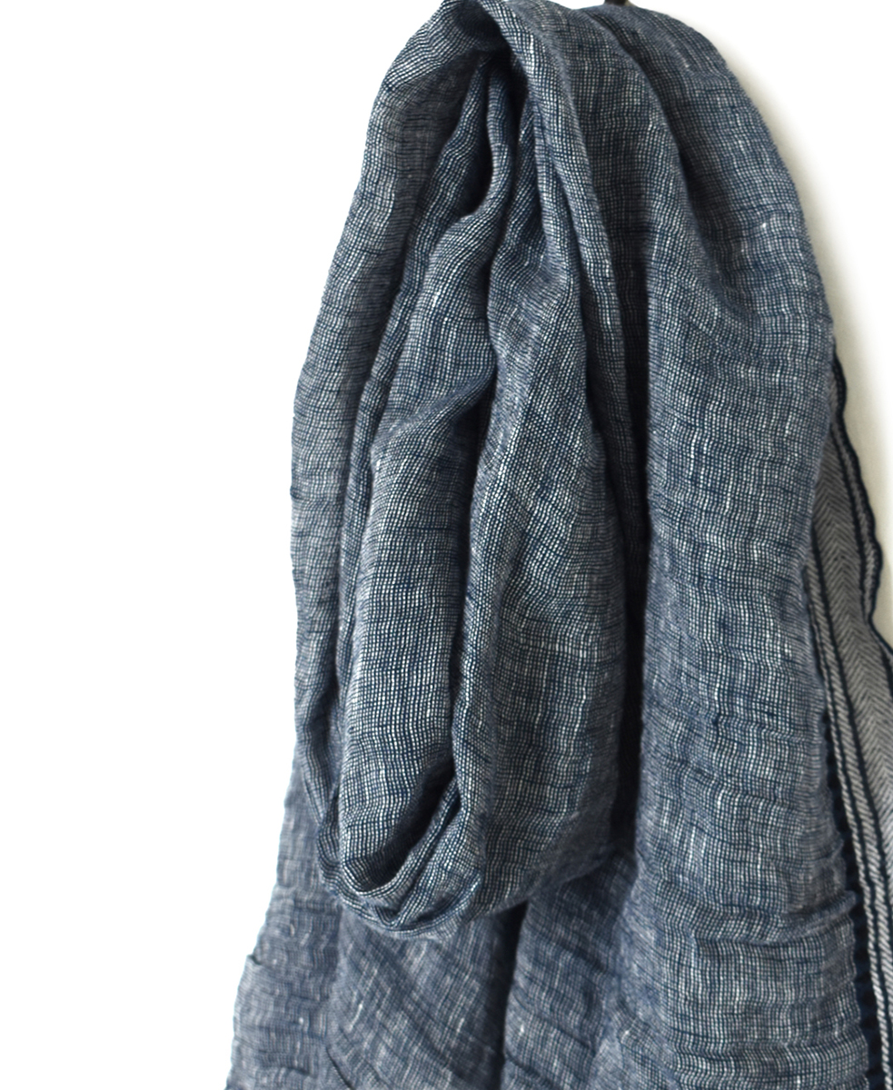 AGAM2502(ストール) LINEN/COTTON SIDE STRIPE STOLE 75×185cm