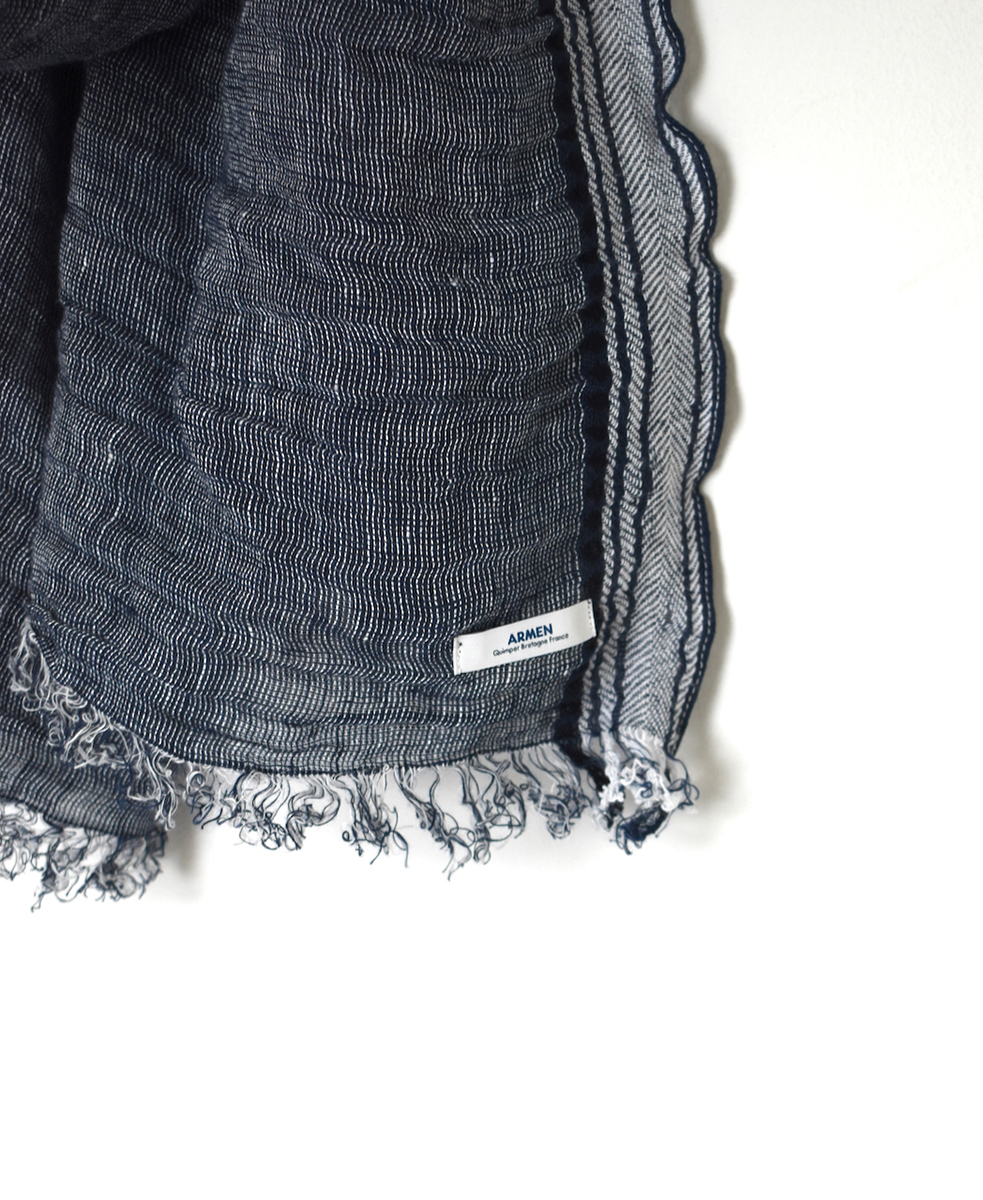 AGAM2502(ストール) LINEN/COTTON SIDE STRIPE STOLE 75×185cm