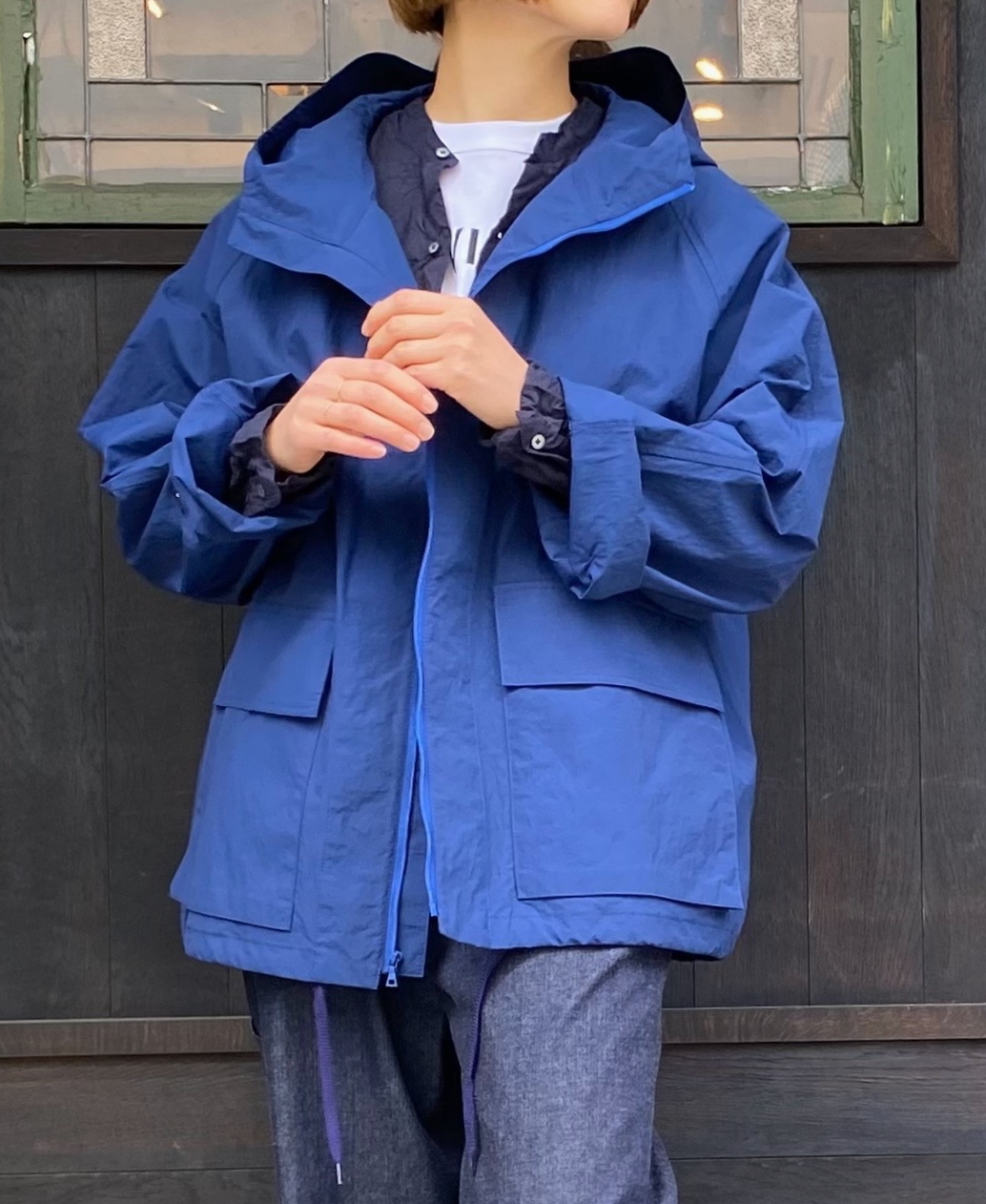 NHT2511CNC(ジャケット) NYLON/COTTON HOODED PARKA WITH GUSSETED POCKET