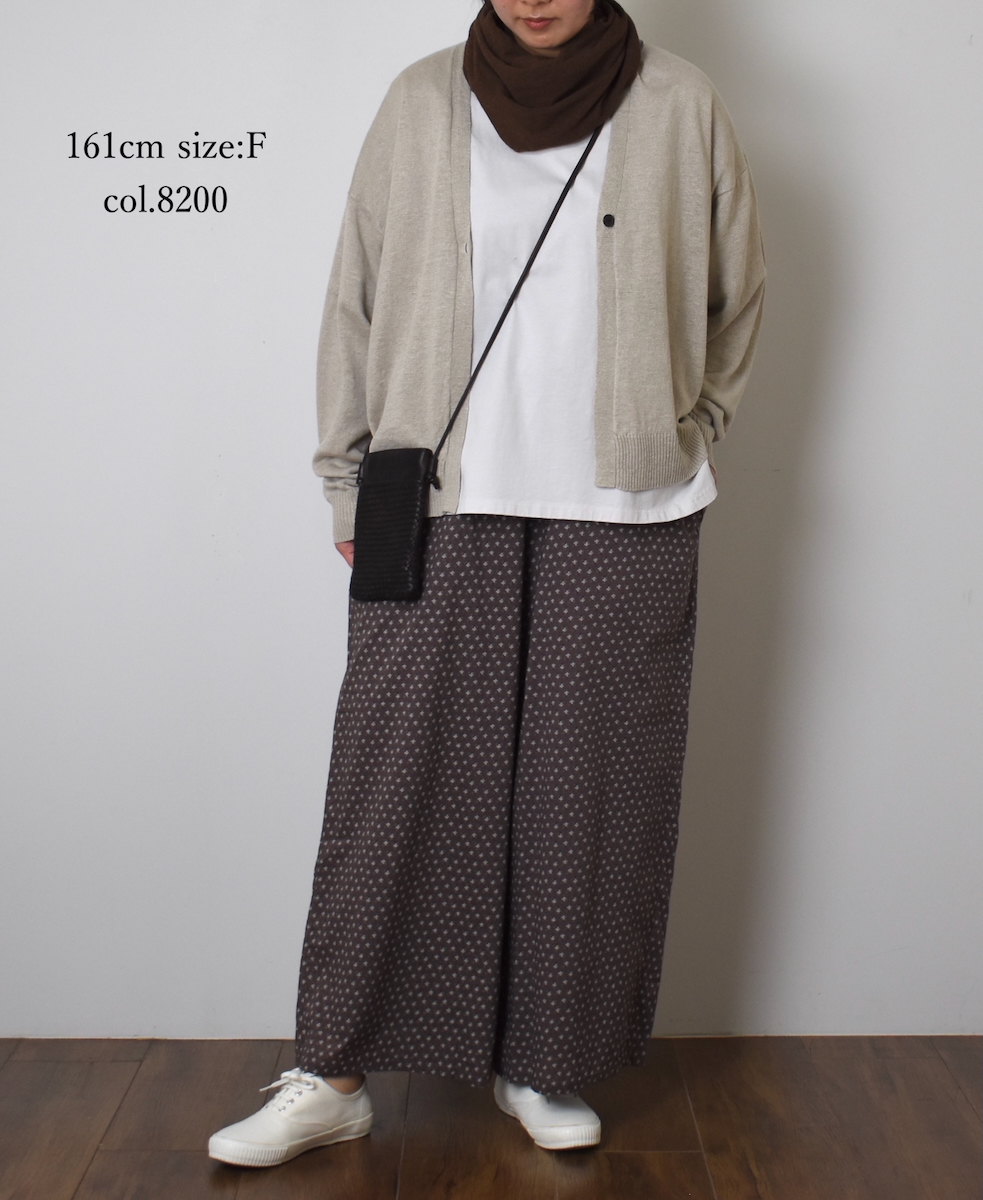 GNSL23302 (ニット) 12GG 1PLY LINEN PLAIN V-NECK 1 BUTTON CARDIGAN