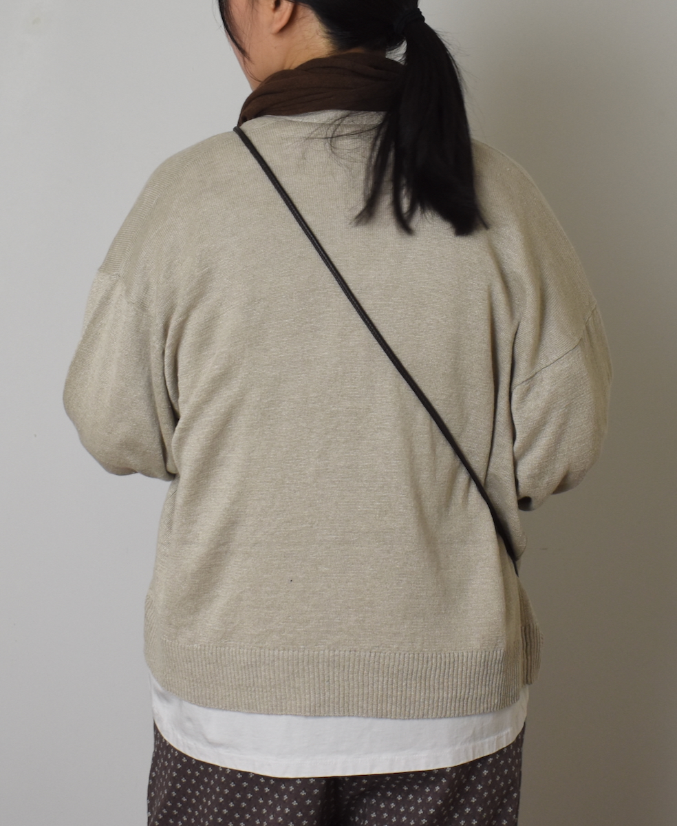 GNSL23302 (ニット) 12GG 1PLY LINEN PLAIN V-NECK 1 BUTTON CARDIGAN