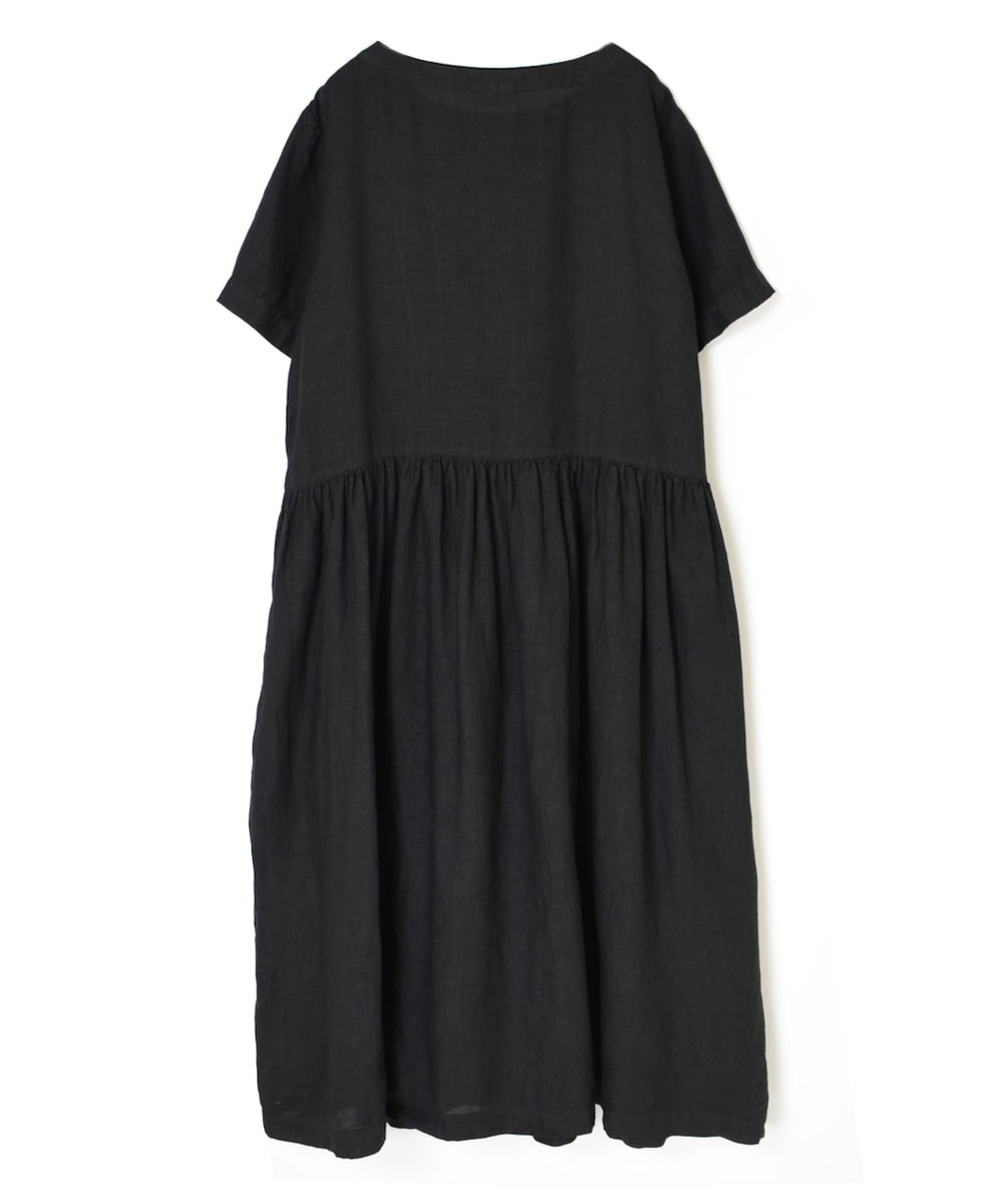 ●NAM1632LP (ワンピース) LINEN PLAIN (OVERDYE) BOAT NECK S/SL ONE-PIECE