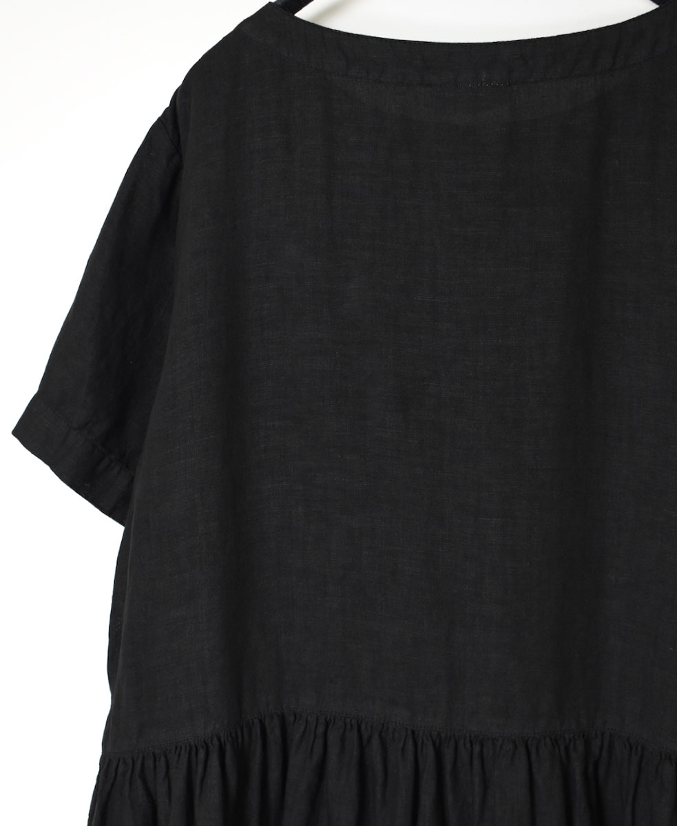 ●NAM1632LP (ワンピース) LINEN PLAIN (OVERDYE) BOAT NECK S/SL ONE-PIECE