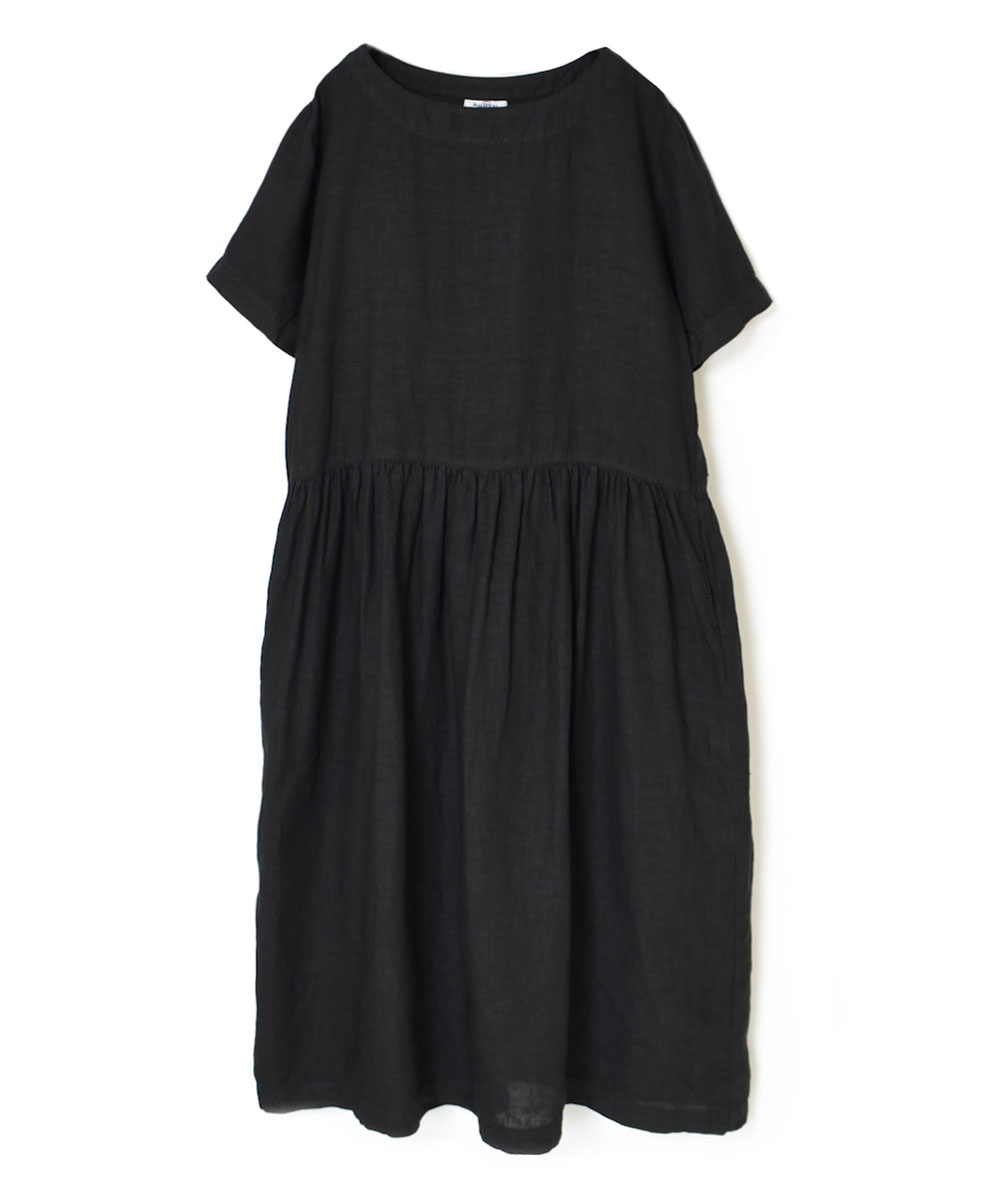 ●NAM1632LP (ワンピース) LINEN PLAIN (OVERDYE) BOAT NECK S/SL ONE-PIECE