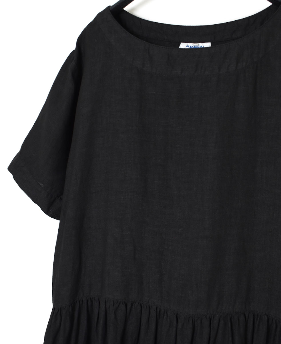 ●NAM1632LP (ワンピース) LINEN PLAIN (OVERDYE) BOAT NECK S/SL ONE-PIECE