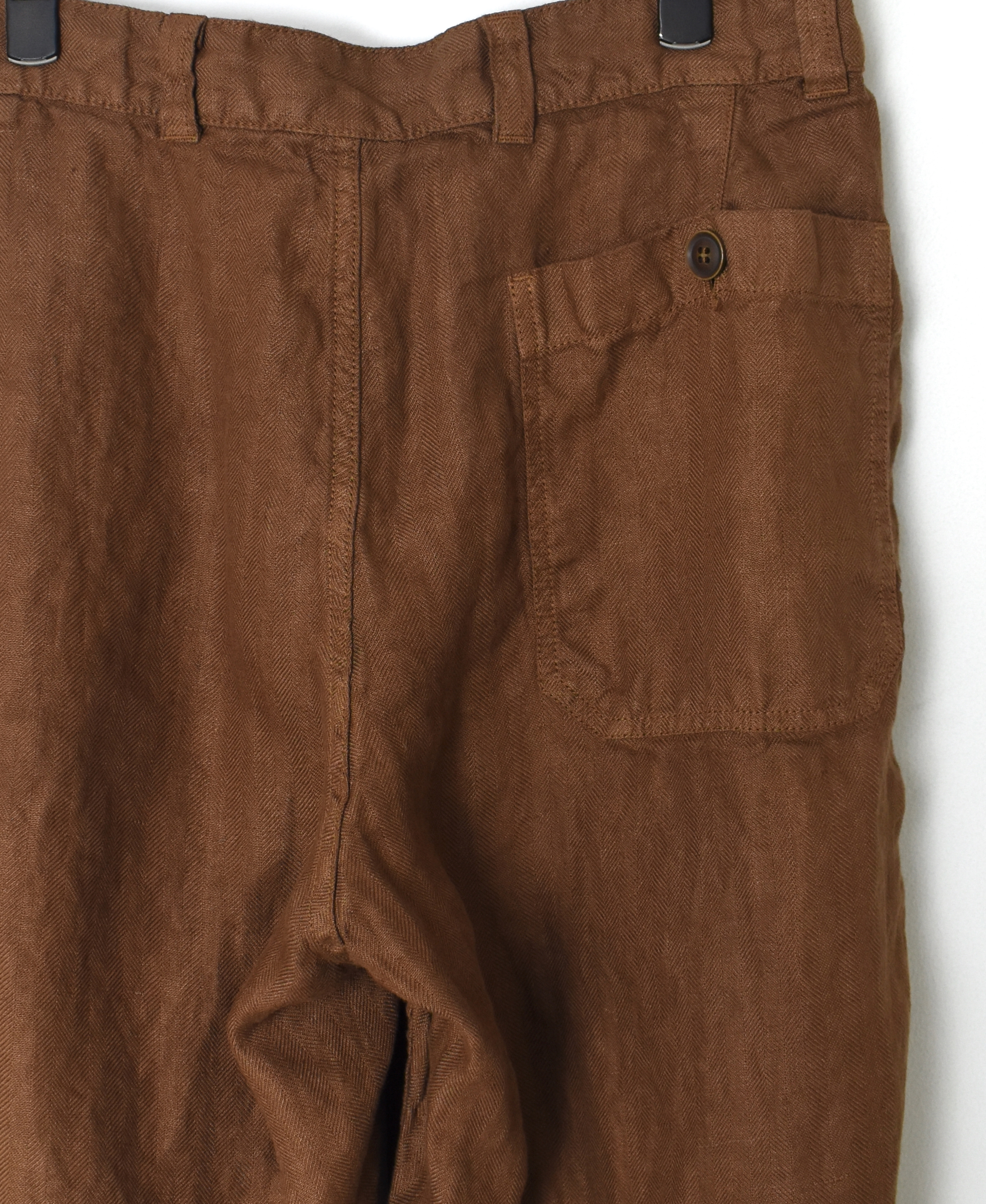 NAM1811LH (パンツ) LINEN HERRINGBONE (OVERDYE) ONE-TUCK CROPPED PANTS