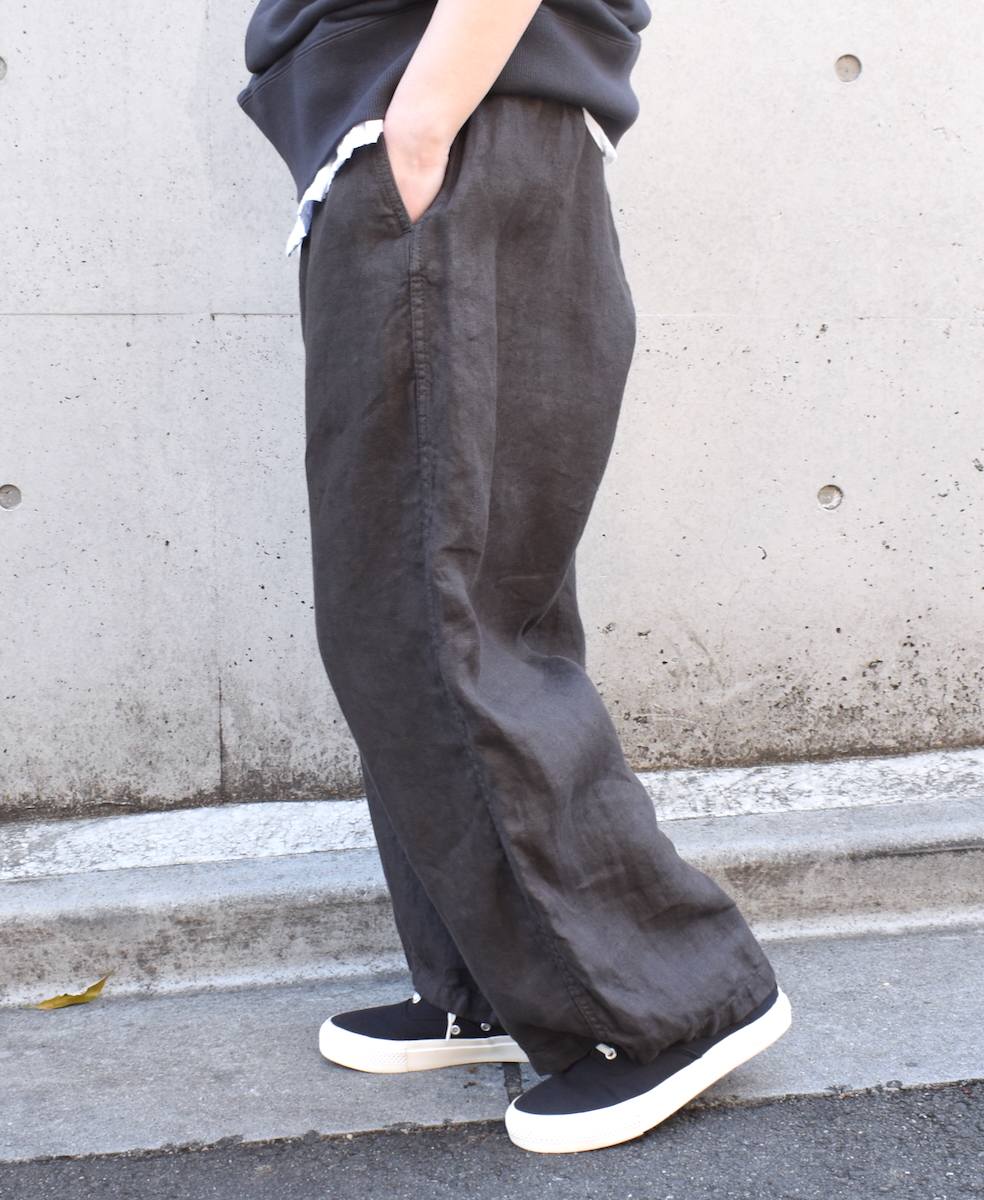 NAM1811LH (パンツ) LINEN HERRINGBONE (OVERDYE) ONE-TUCK CROPPED PANTS