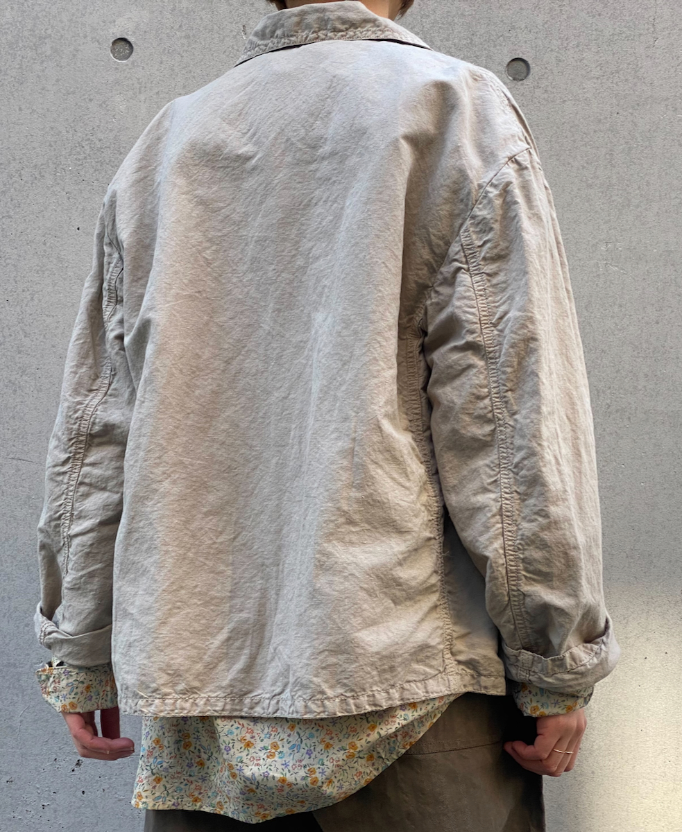 ISNAM2402D(ジャケット) COTTON LINEN OVERDYE ROUND COLLAR DOUBLE JACKET