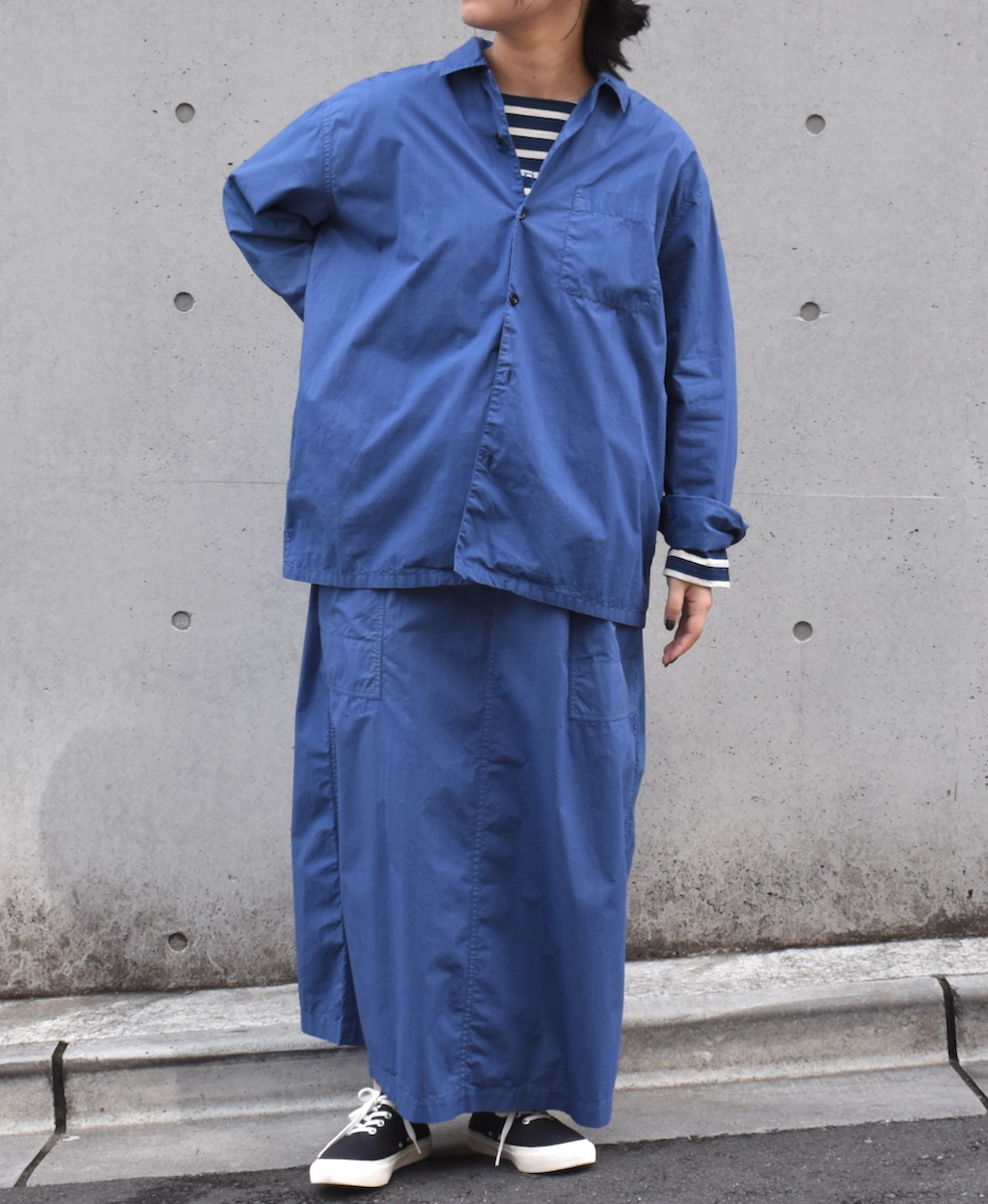 INHT2512STD(シャツ) COTTON STRIPE OVERDYE ONE-UP COLLAR SHIRT