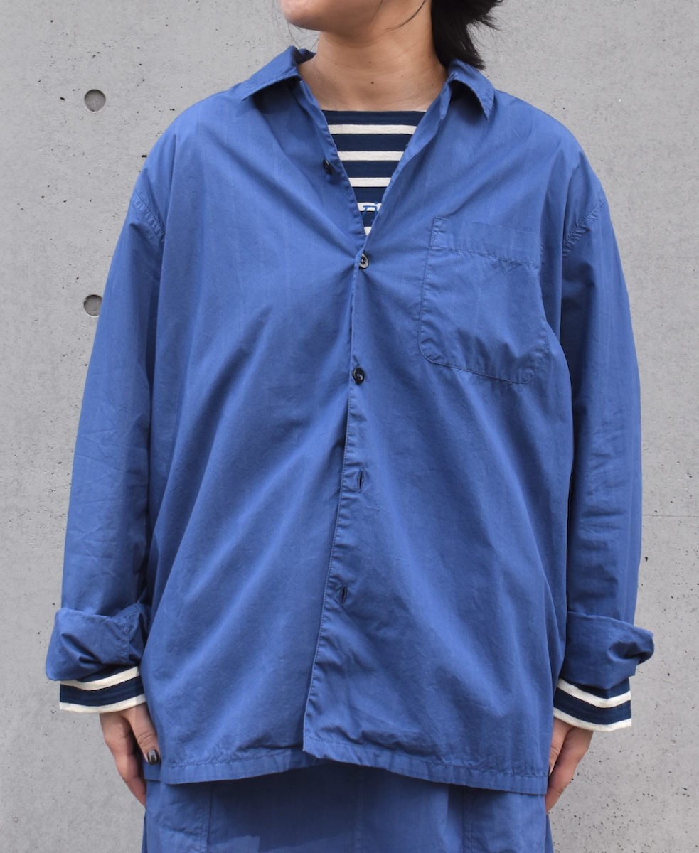INHT2512STD(シャツ) COTTON STRIPE OVERDYE ONE-UP COLLAR SHIRT