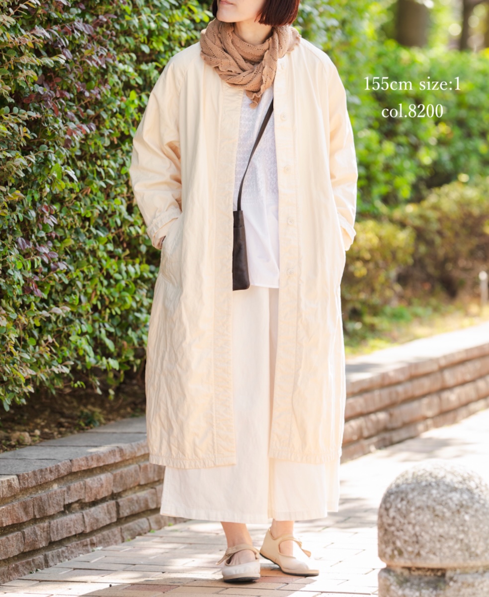 NMDS24632W(コート) 40s ORGANIC POPLIN RAGLAN COAT WITH VERTICAL STITCH