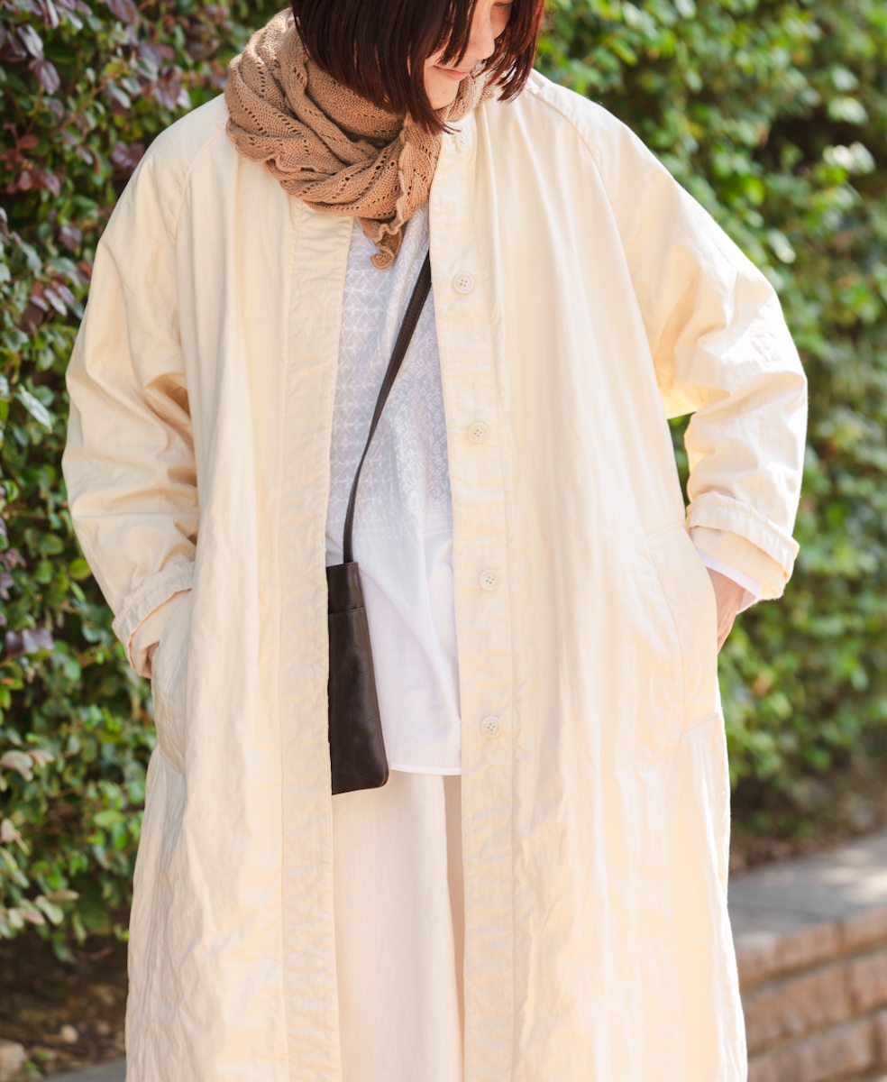 NMDS24632W(コート) 40s ORGANIC POPLIN RAGLAN COAT WITH VERTICAL STITCH