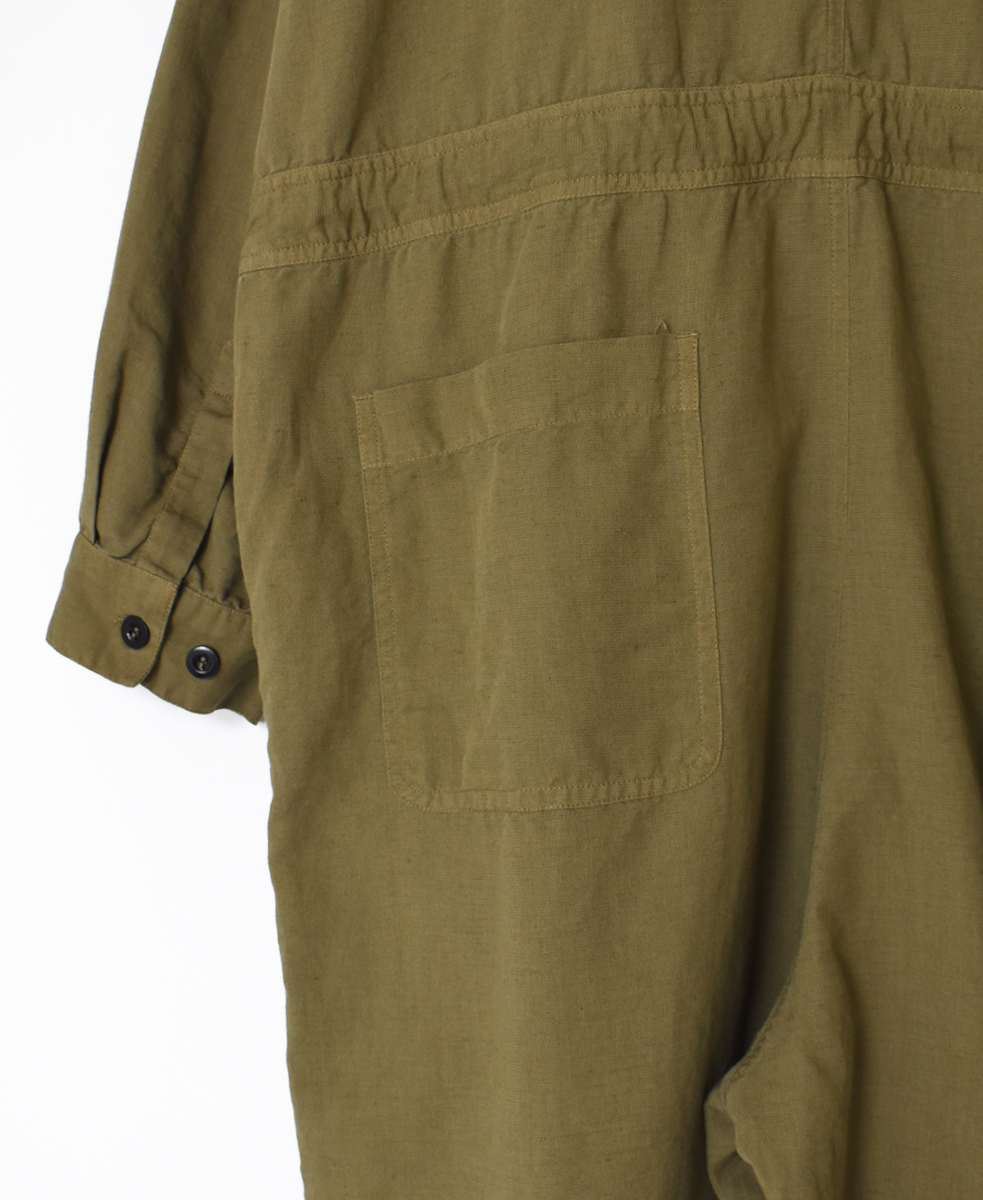 INHT2511CLD(シャツ) COTTON LINEN PLAIN OVERDYE ONE-UP COLLAR OVERALLS