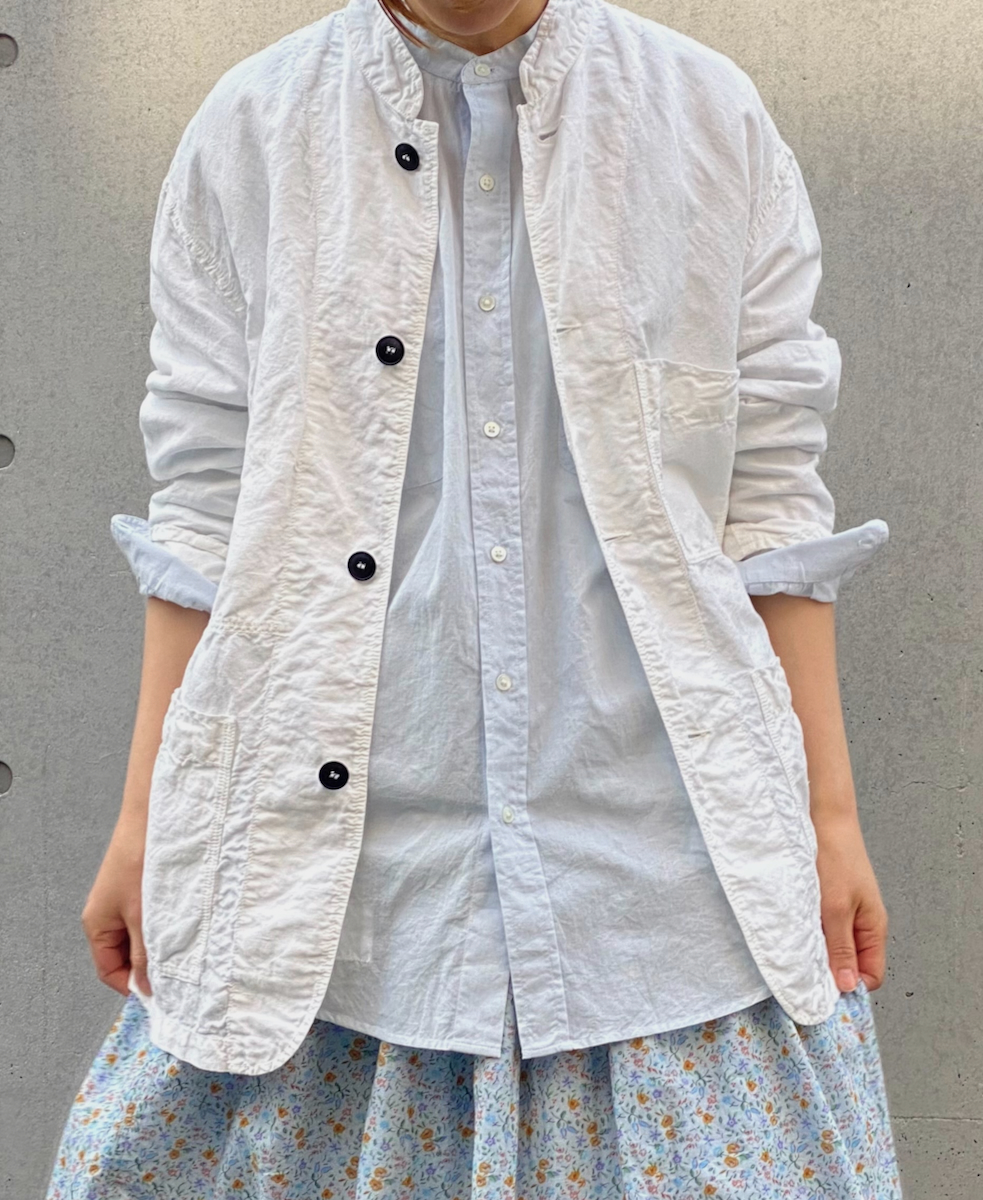 ISNAM2501D(ジャケット) COTTON LINEN OVERDYE BANDED COLLAR JACKET