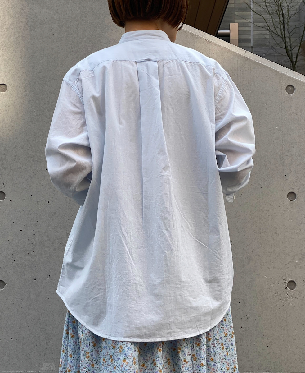 NVL2531CB(シャツ) 60s ORGANIC CAMBRIC BANDED COLLAR L/SL OVERSIZED SHIRT