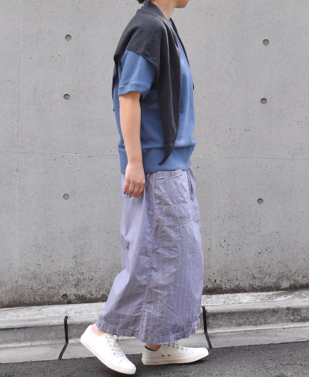 INHT2514STD(スカート) COTTON STRIPE OVERDYE EASY SKIRT