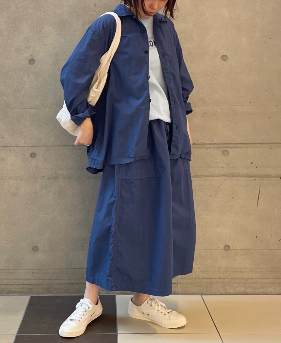 INHT2514STD(スカート) COTTON STRIPE OVERDYE EASY SKIRT