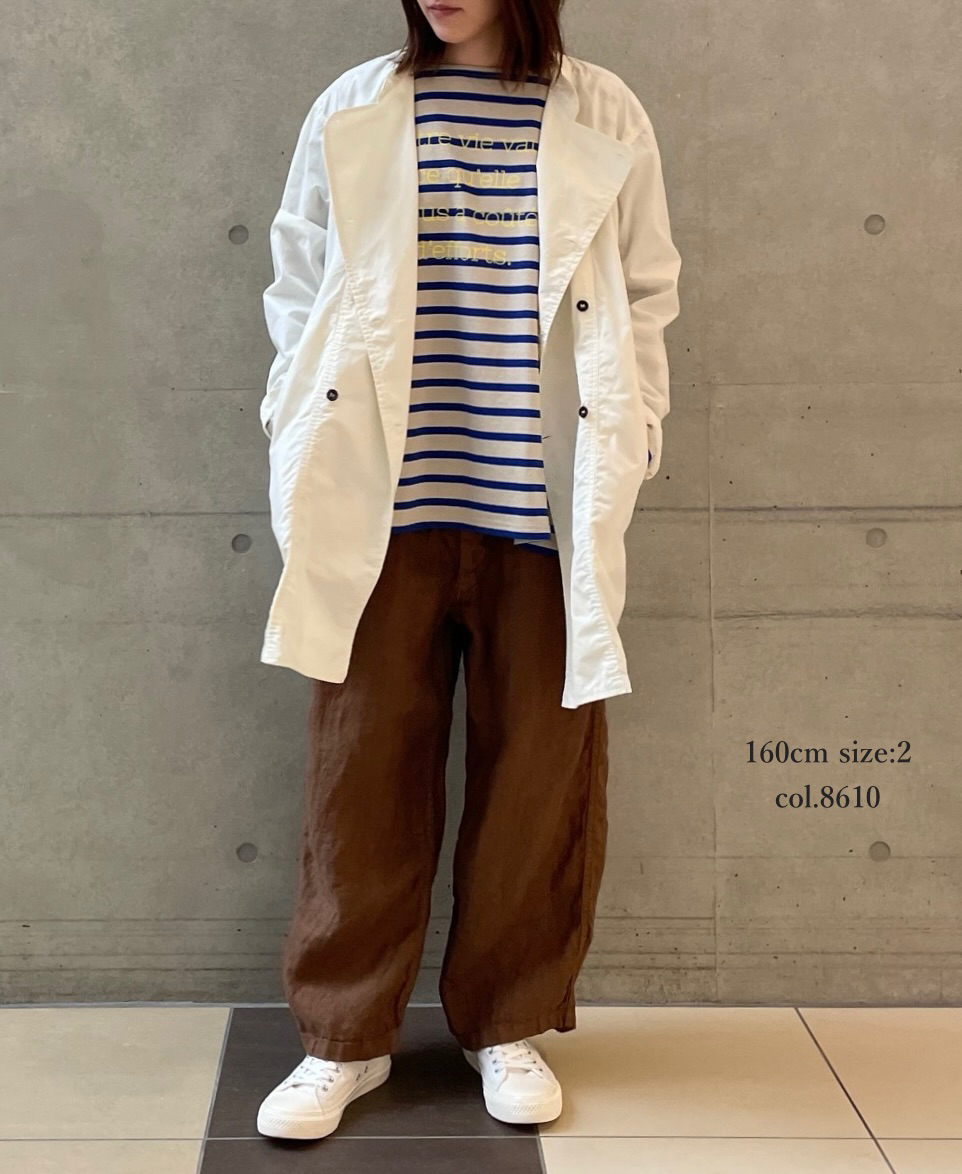 NAM1811LH (パンツ) LINEN HERRINGBONE (OVERDYE) ONE-TUCK CROPPED PANTS