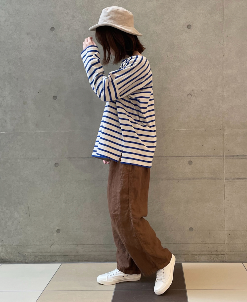 NAM1811LH (パンツ) LINEN HERRINGBONE (OVERDYE) ONE-TUCK CROPPED PANTS