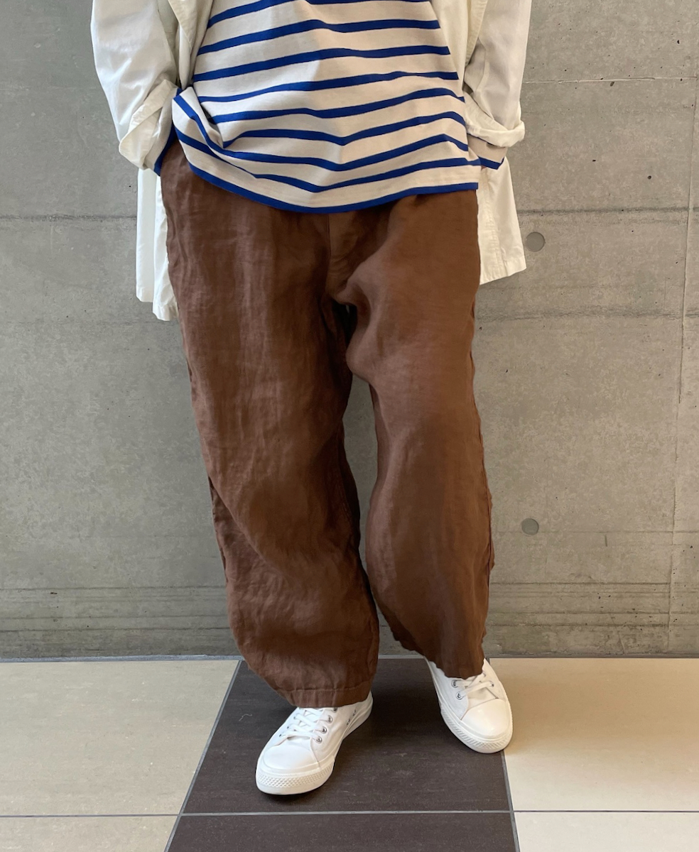 NAM1811LH (パンツ) LINEN HERRINGBONE (OVERDYE) ONE-TUCK CROPPED PANTS