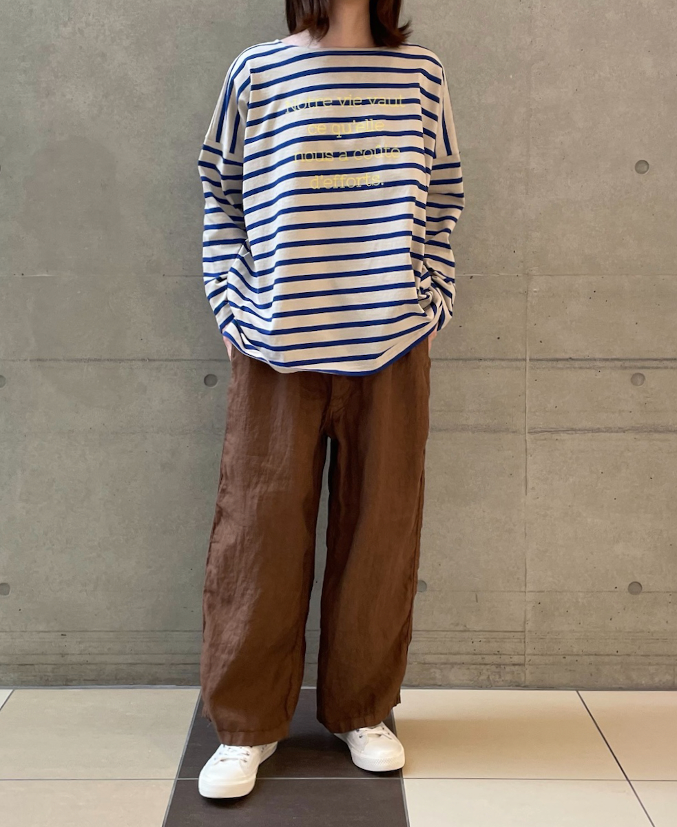 NAM1811LH (パンツ) LINEN HERRINGBONE (OVERDYE) ONE-TUCK CROPPED PANTS