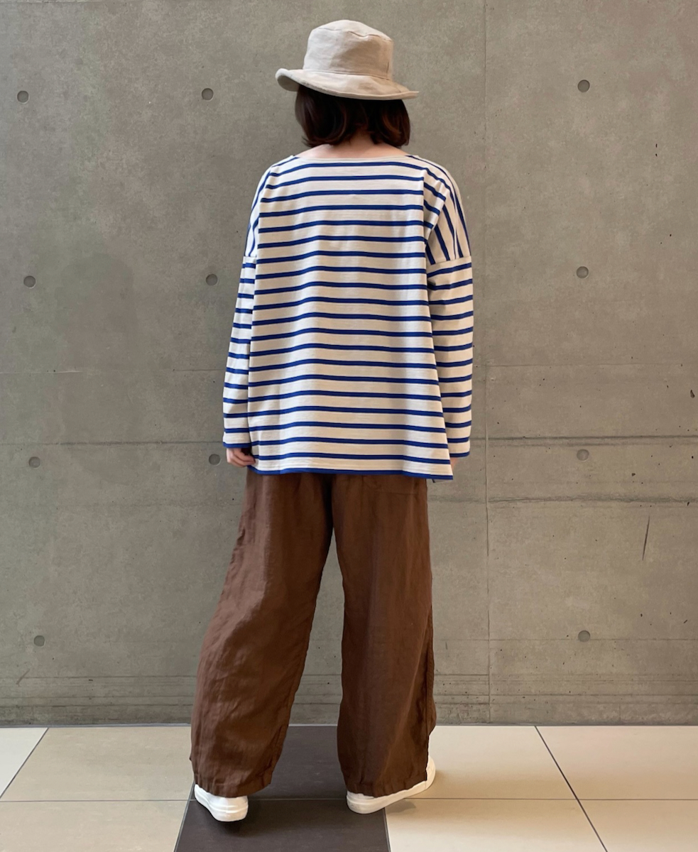 NAM1811LH (パンツ) LINEN HERRINGBONE (OVERDYE) ONE-TUCK CROPPED PANTS