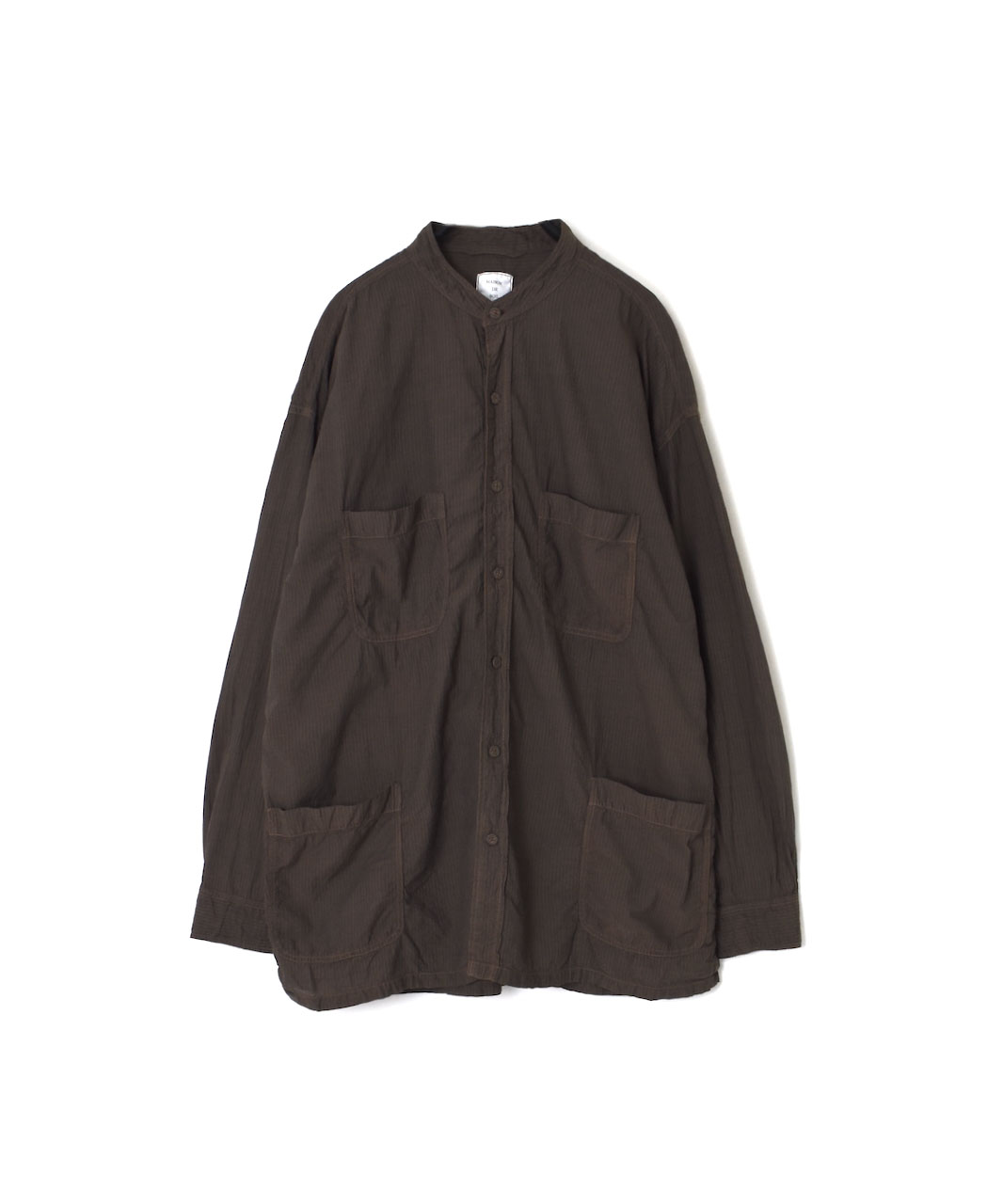 IMDSH2521CSD(シャツ) HANDWOVEN COTTON STRIPE(OVERDYE) MDS BANDED COLLAR SHIRT