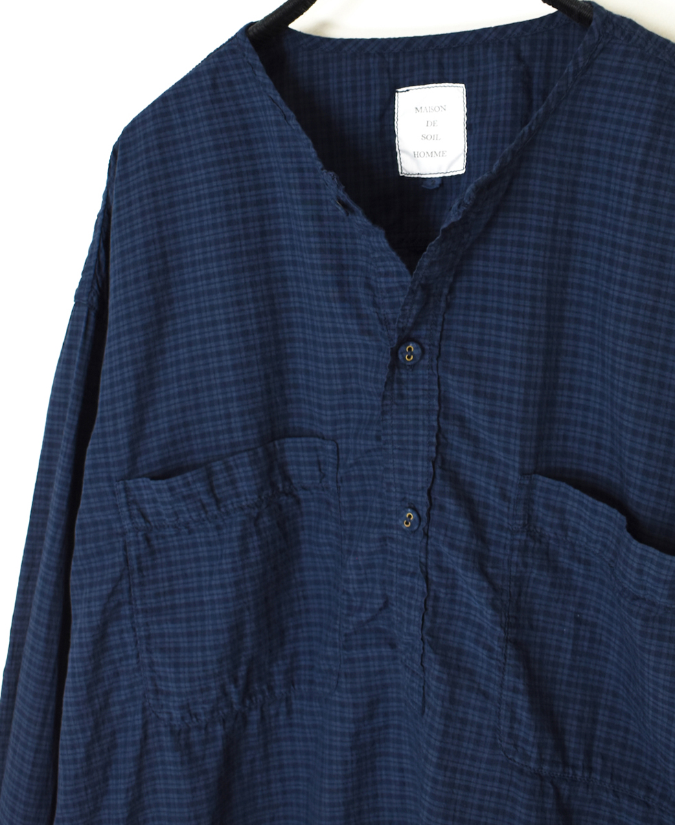 IMDSH2511CCD(シャツ) HANDWOVEN COTTON STRIPE(OVERDYE) MDS PULLOVER SHIRT