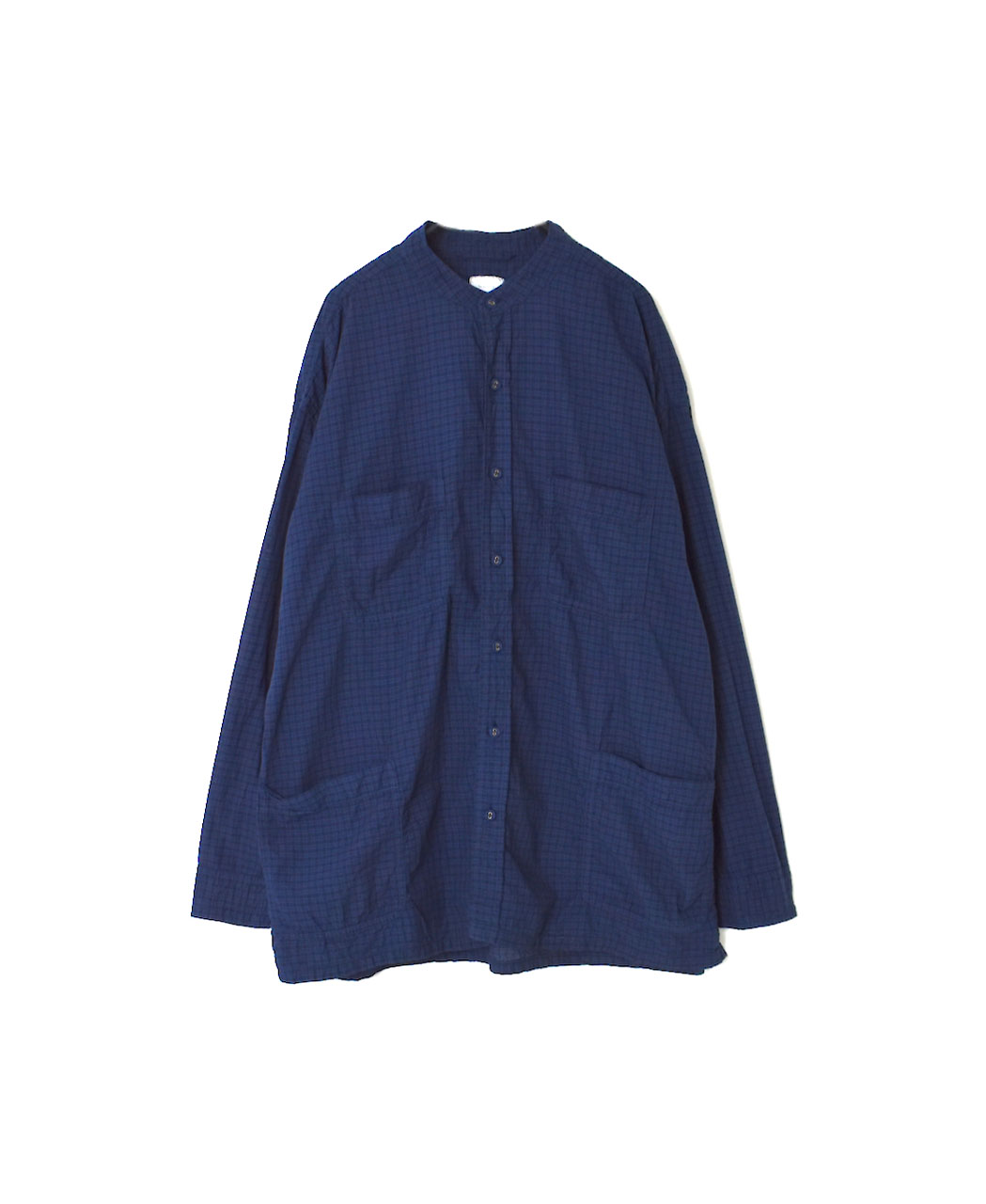 IMDSH2521CCD(シャツ) HANDWOVEN COTTON CHECK(OVERDYE) MDS BANDED COLLAR SHIRT