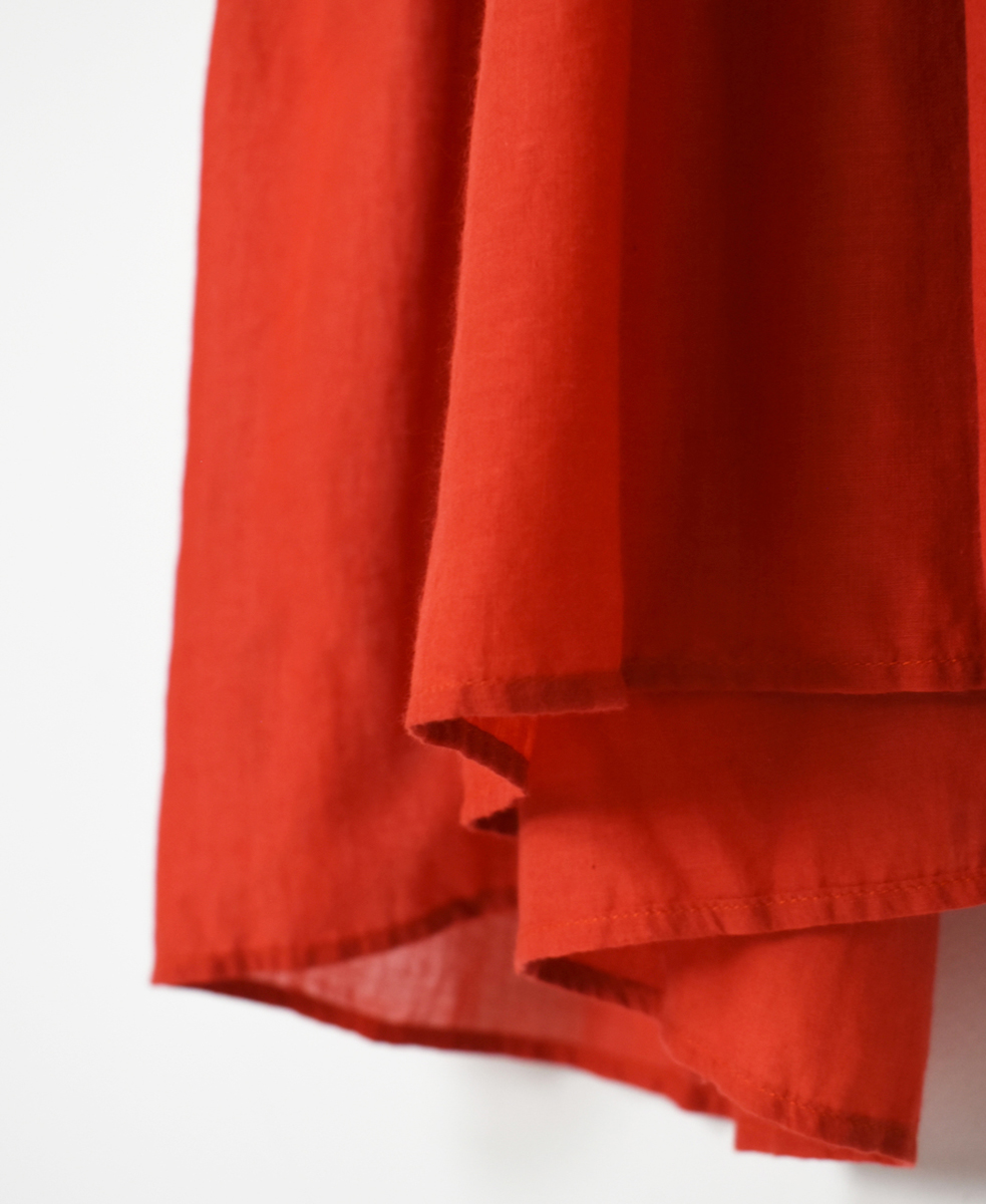 INMDS25044(ワンピース) 100s KHADI(100s×150s) CREW-NECK 3/4SL SHIRT DRESS WITH RANDOM PLEATS