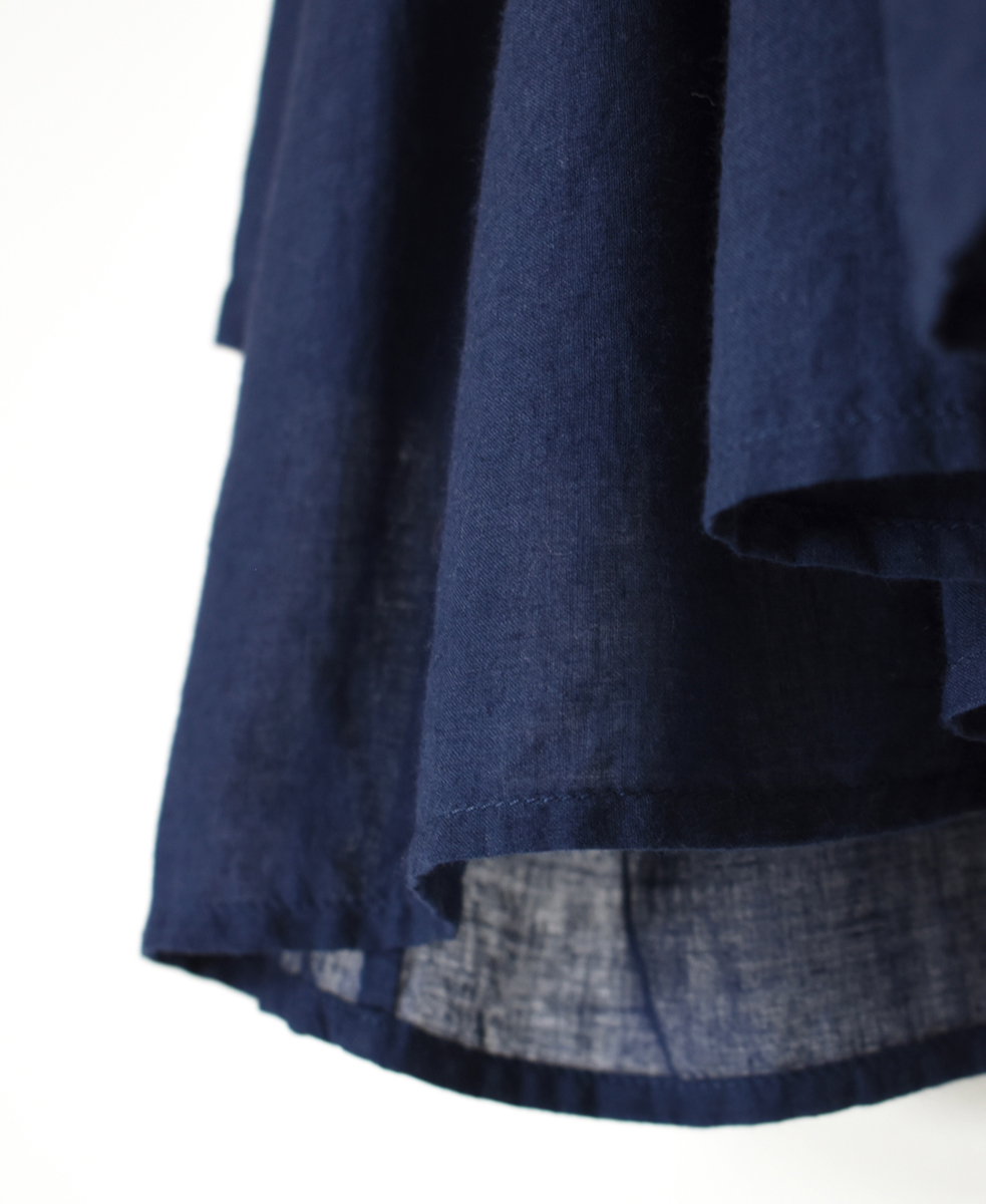 INMDS25043(ブラウス) 100s KHADI(100s×150s) CREW-NECK 3/4SL SHIRT WITH RANDOM PLEATS