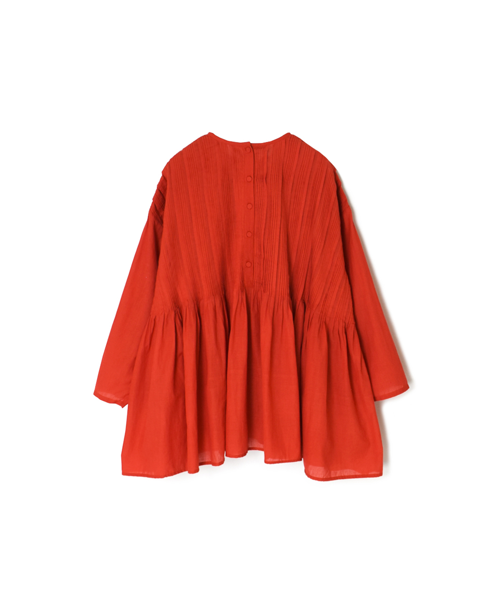 INMDS25043(ブラウス) 100s KHADI(100s×150s) CREW-NECK 3/4SL SHIRT WITH RANDOM PLEATS