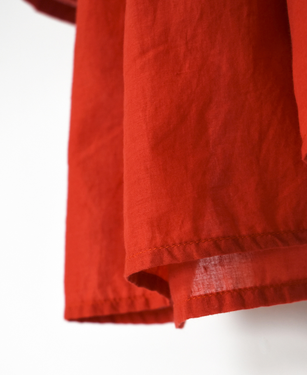 INMDS25043(ブラウス) 100s KHADI(100s×150s) CREW-NECK 3/4SL SHIRT WITH RANDOM PLEATS