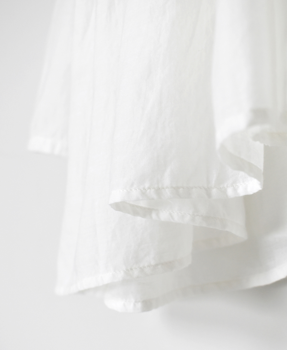 INMDS25043(ブラウス) 100s KHADI(100s×150s) CREW-NECK 3/4SL SHIRT WITH RANDOM PLEATS