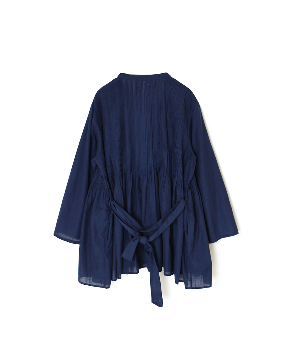 INMDS25041(ブラウス)100s KHADI(100s×150s) WRAP BLOUSE WITH RANDOM PLEATS
