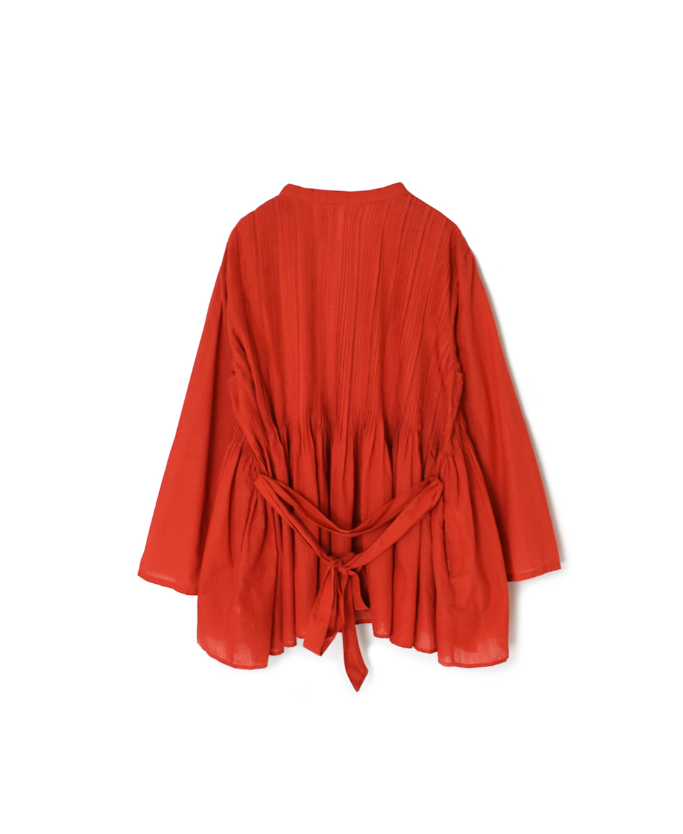 INMDS25041(ブラウス)100s KHADI(100s×150s) WRAP BLOUSE WITH RANDOM PLEATS