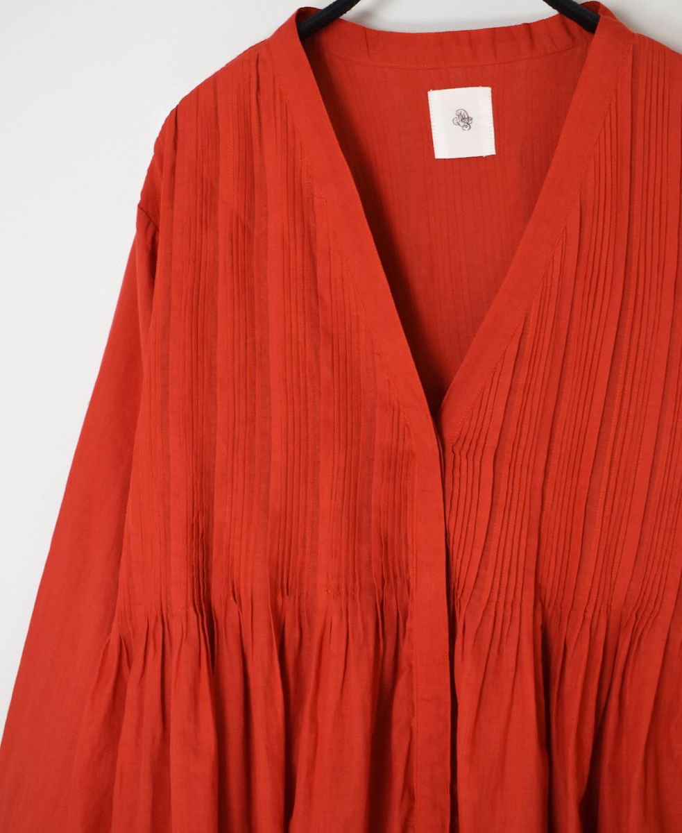 INMDS25041(ブラウス)100s KHADI(100s×150s) WRAP BLOUSE WITH RANDOM PLEATS