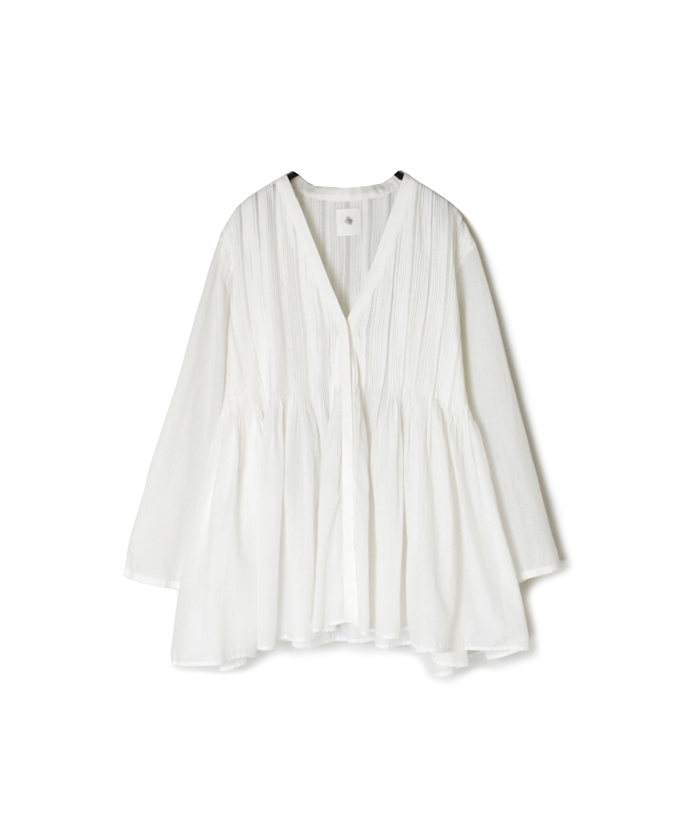 INMDS25041(ブラウス)100s KHADI(100s×150s) WRAP BLOUSE WITH RANDOM PLEATS