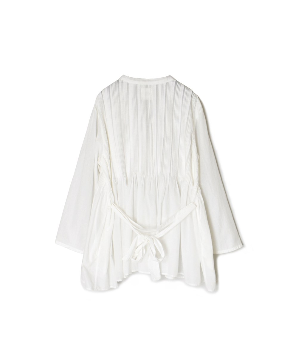 INMDS25041(ブラウス)100s KHADI(100s×150s) WRAP BLOUSE WITH RANDOM PLEATS