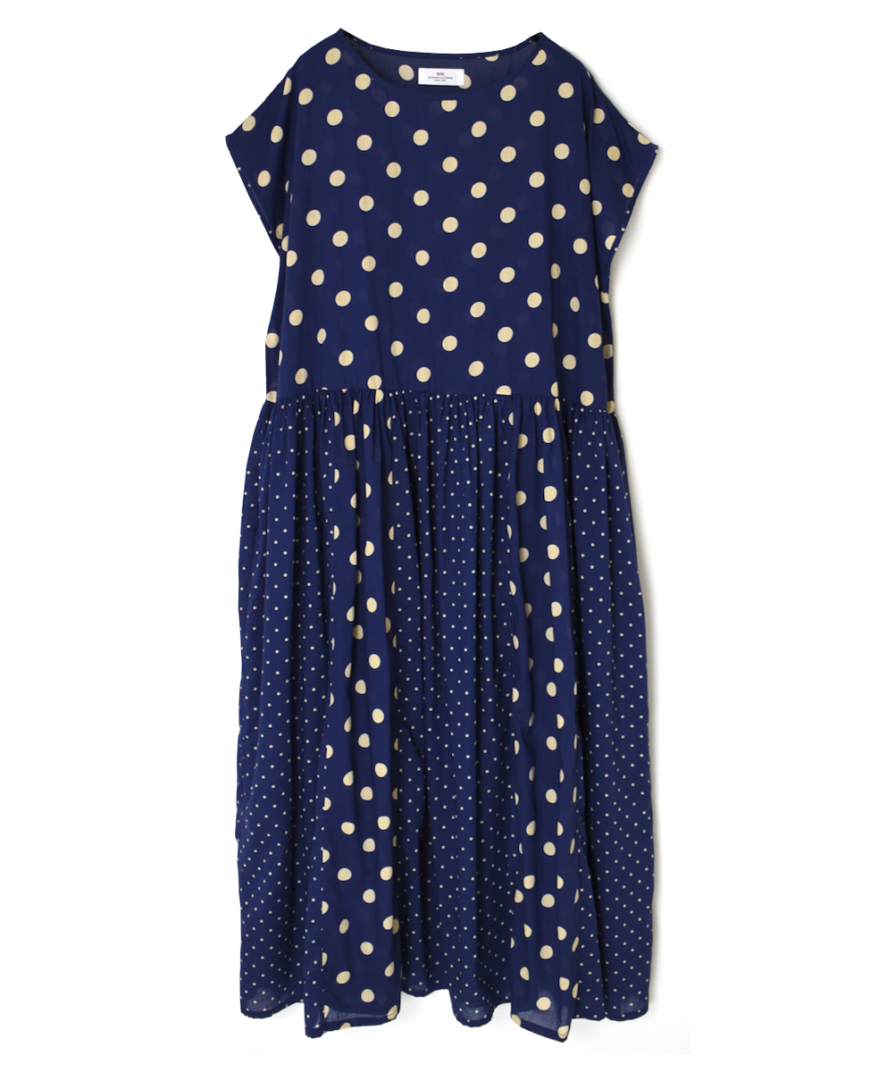 NSL25016(ワンピース) 80s COTTON VOILE DOT PRINT(PATCHWORK) BOAT NECK DRESS