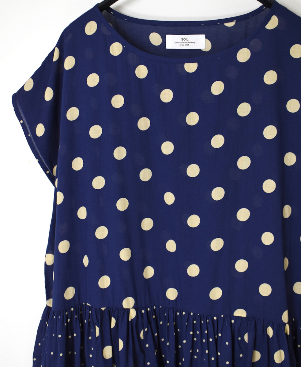 NSL25016(ワンピース) 80s COTTON VOILE DOT PRINT(PATCHWORK) BOAT NECK DRESS