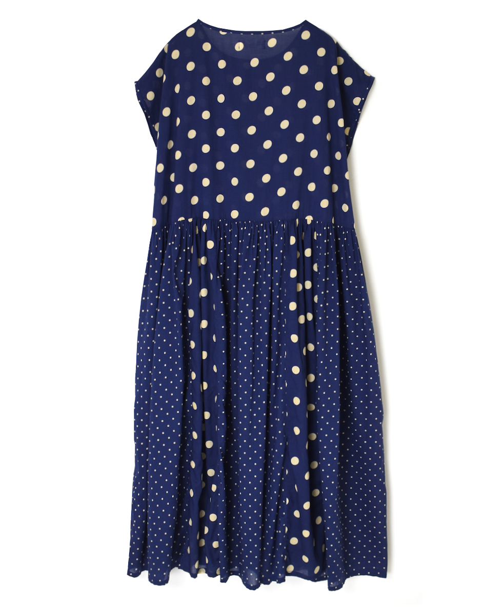 NSL25016(ワンピース) 80s COTTON VOILE DOT PRINT(PATCHWORK) BOAT NECK DRESS