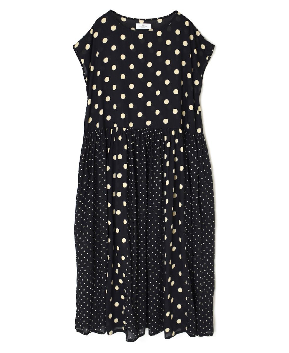 NSL25016(ワンピース) 80s COTTON VOILE DOT PRINT(PATCHWORK) BOAT NECK DRESS