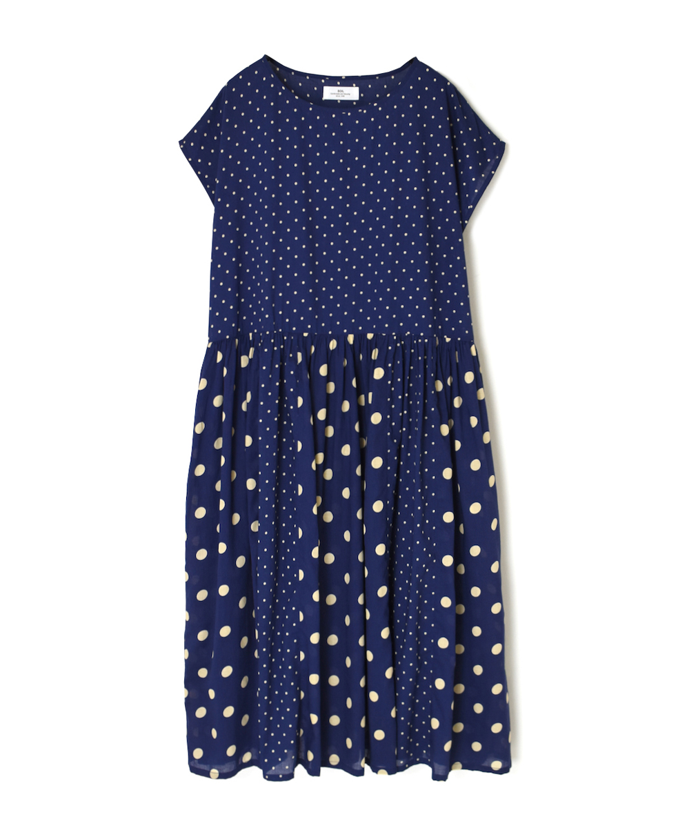 NSL25016(ワンピース) 80s COTTON VOILE DOT PRINT(PATCHWORK) BOAT NECK DRESS