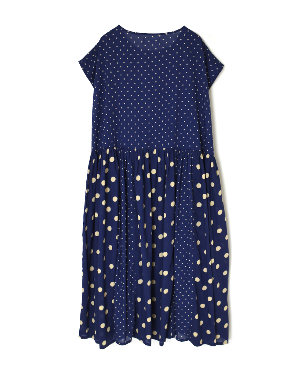 NSL25016(ワンピース) 80s COTTON VOILE DOT PRINT(PATCHWORK) BOAT NECK DRESS