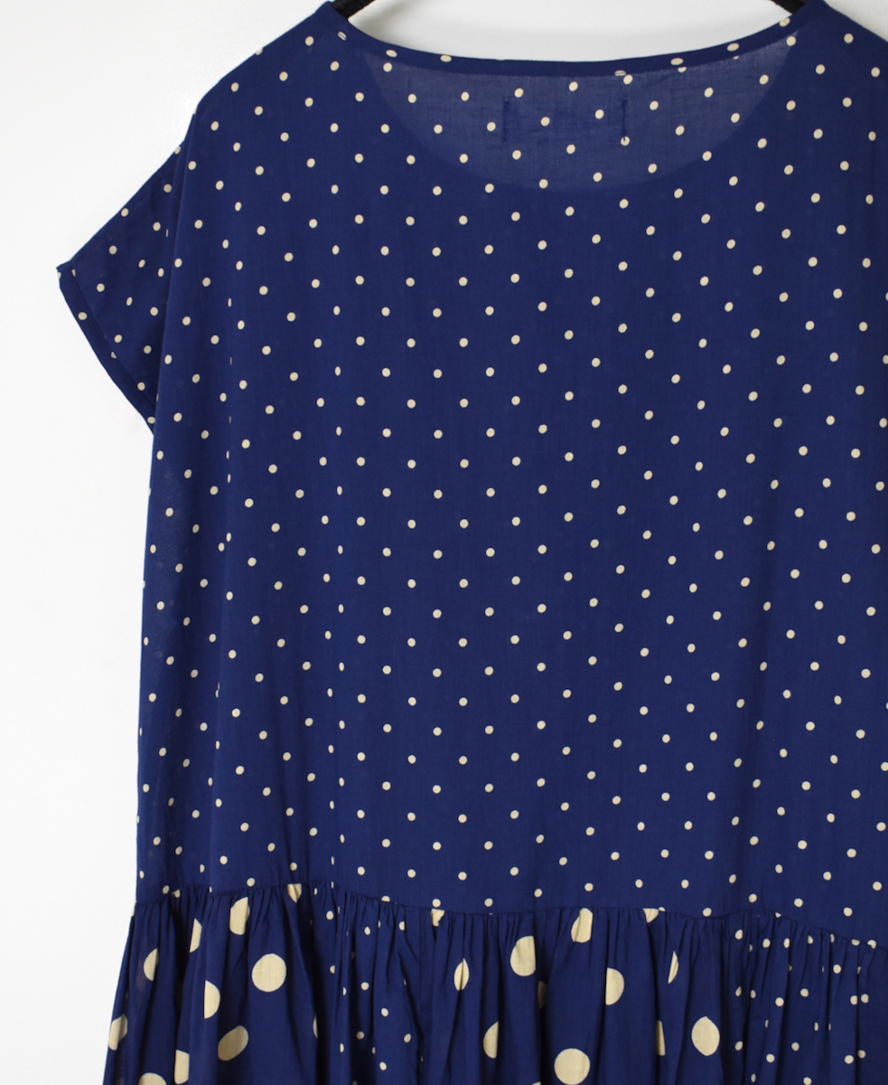 NSL25016(ワンピース) 80s COTTON VOILE DOT PRINT(PATCHWORK) BOAT NECK DRESS