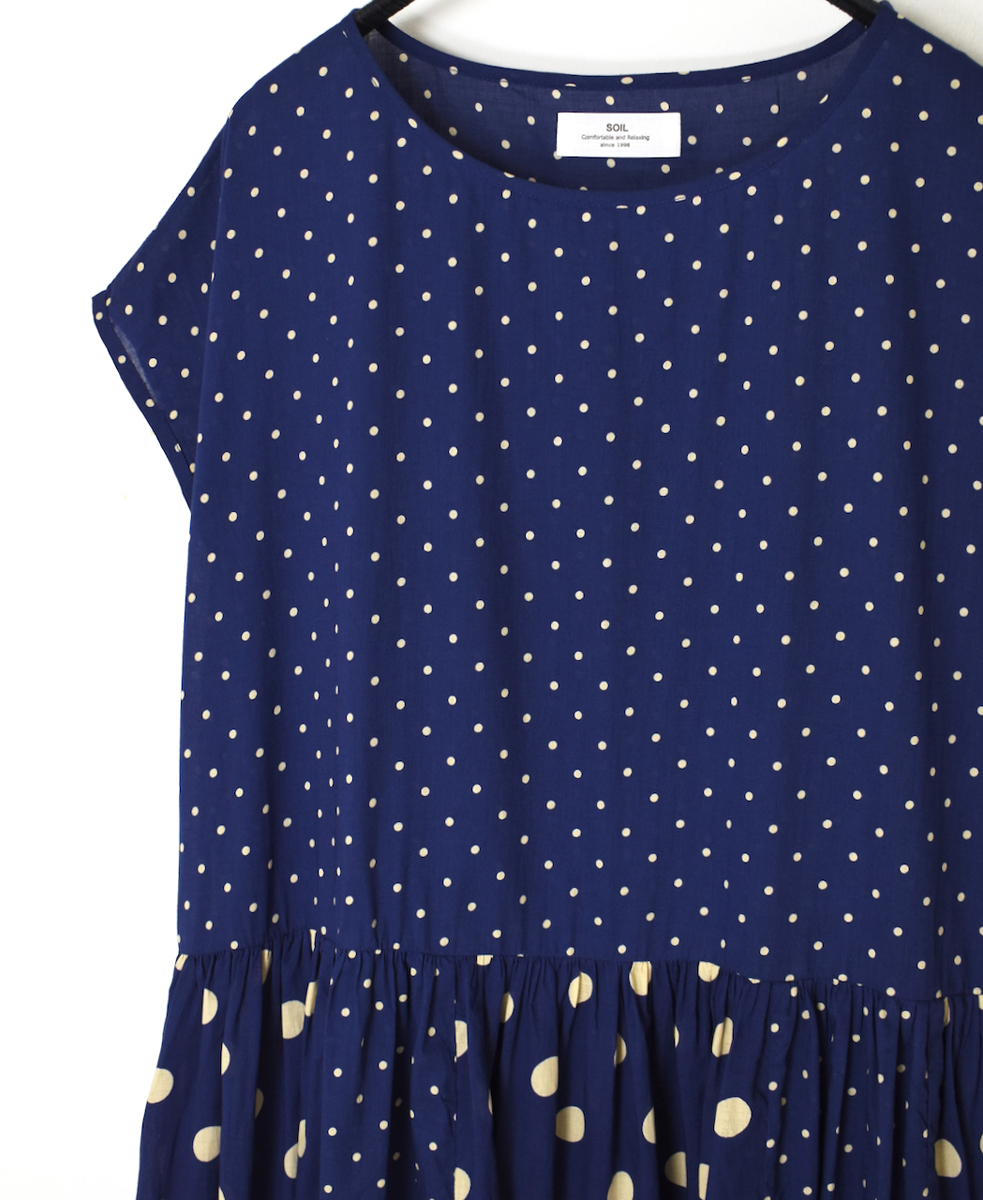 NSL25016(ワンピース) 80s COTTON VOILE DOT PRINT(PATCHWORK) BOAT NECK DRESS